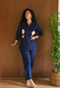 Navy Blue Cotton Co-ord Set