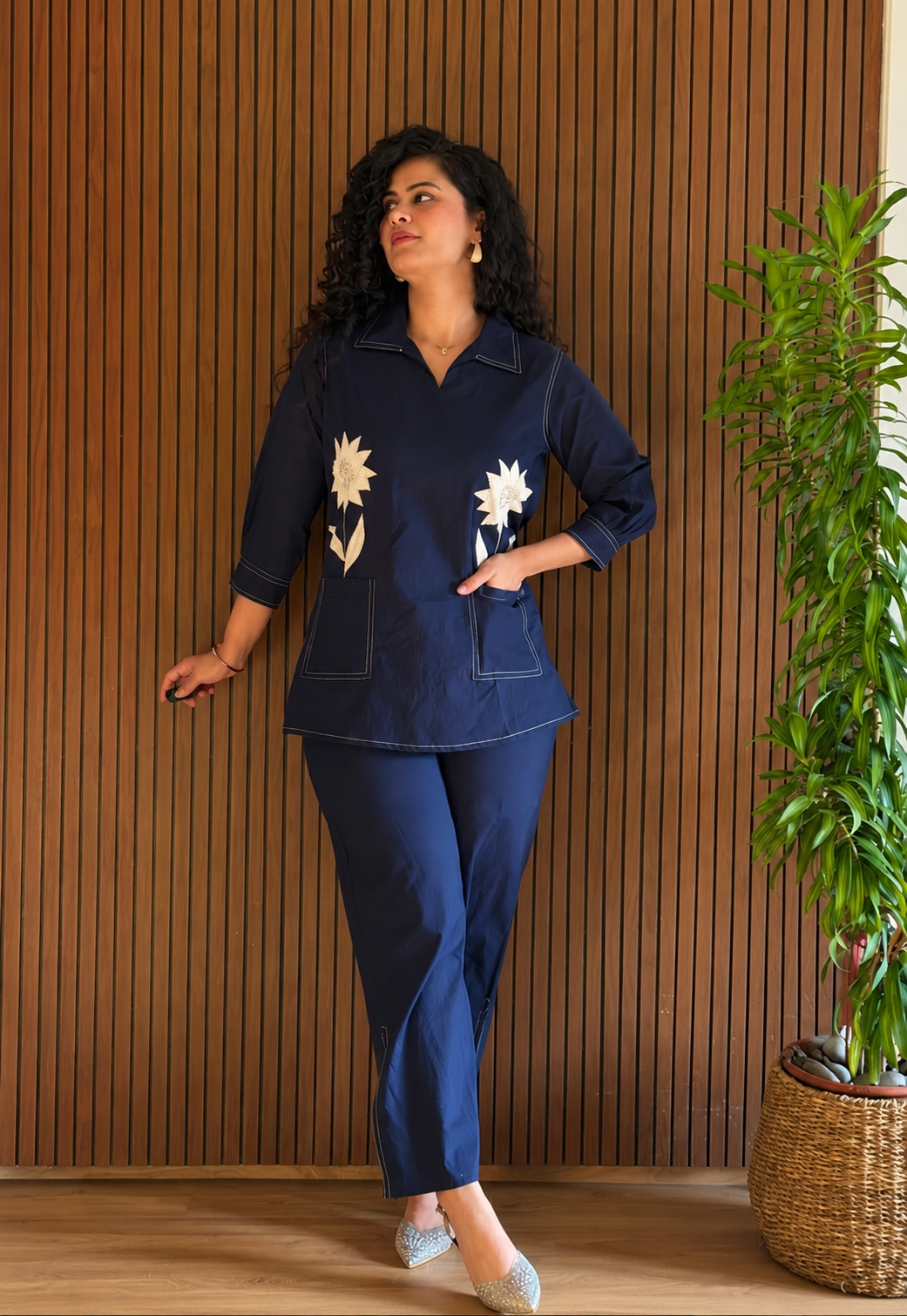 Navy Blue Cotton Co-ord Set