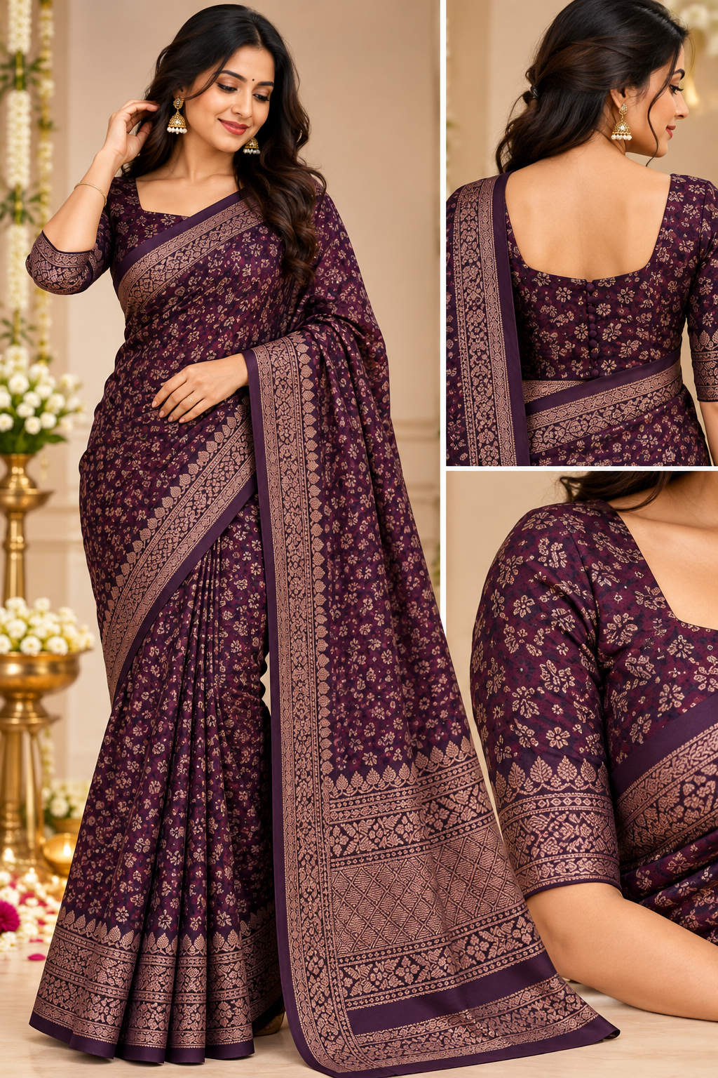 Banarasi Semi Katan with a Zari Border.
