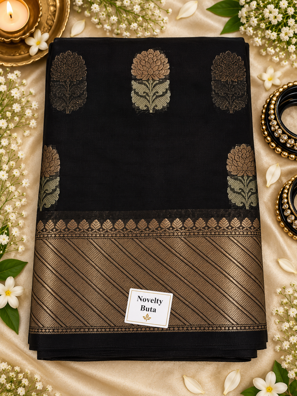 🖤 Black Novelty Buta Saree