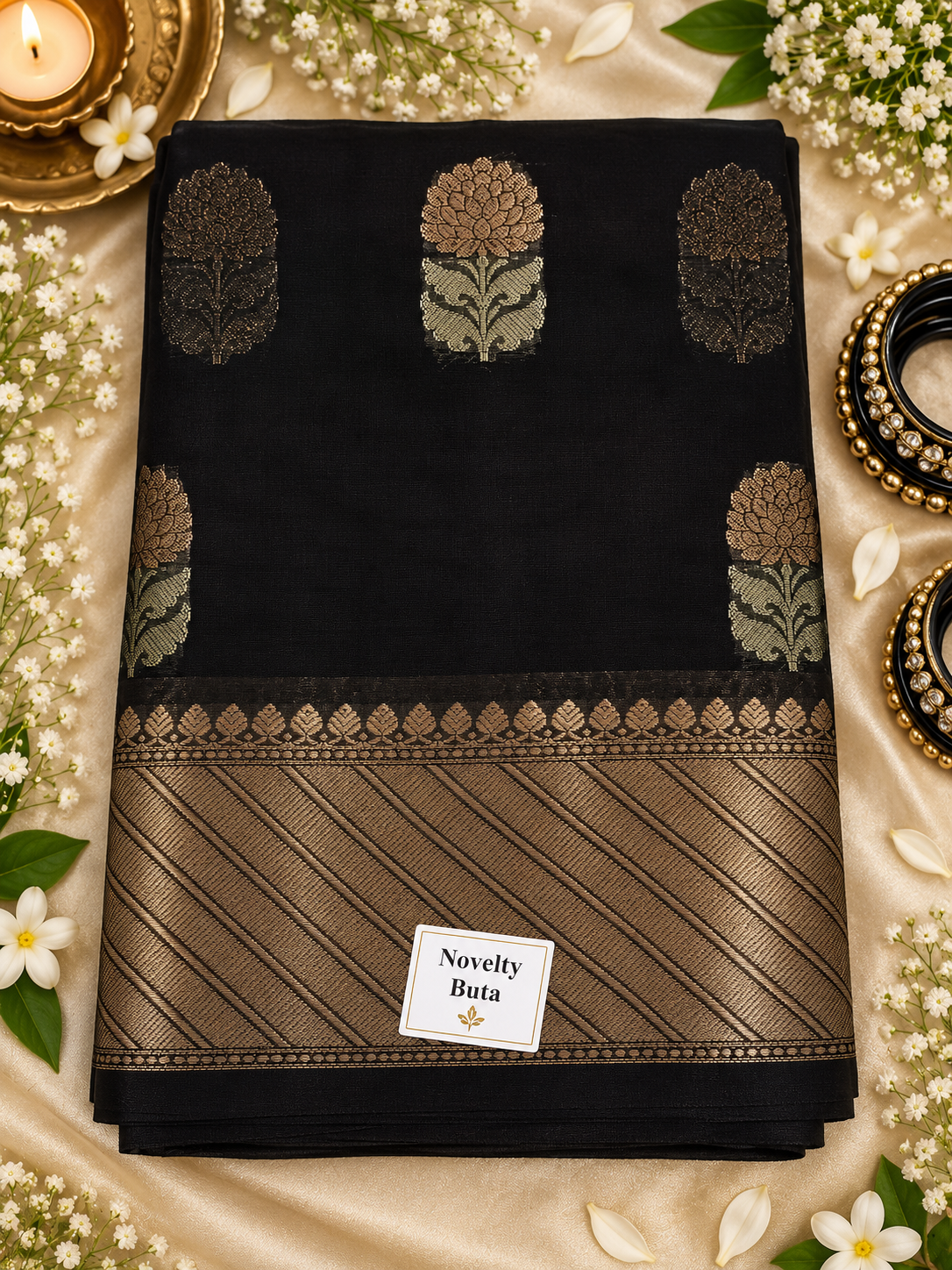 🖤 Black Novelty Buta Saree