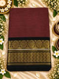 Kachi cotton Saree Elegant Chocolate Brown