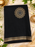 Black Gujju Silk Saree, Black Mandala Buta Saree