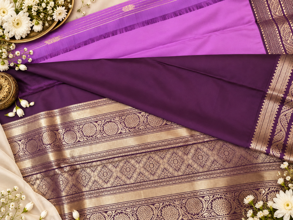 Lavender-Purple Kanchipuram silk saree