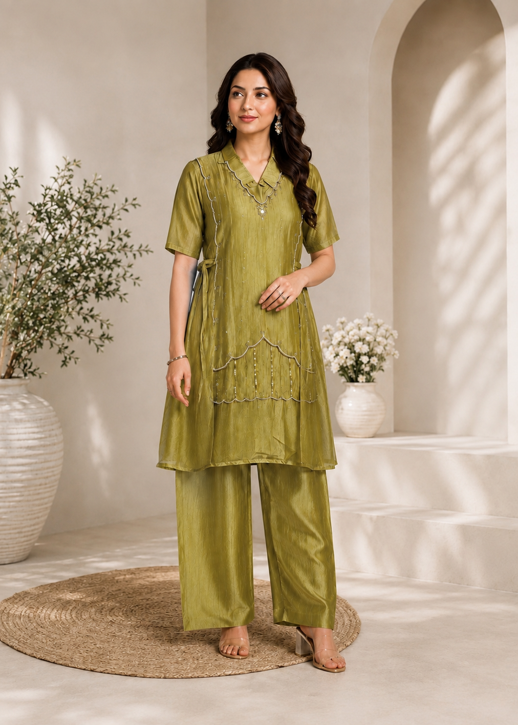 Olive Green 2-Piece Kurti Set 💚