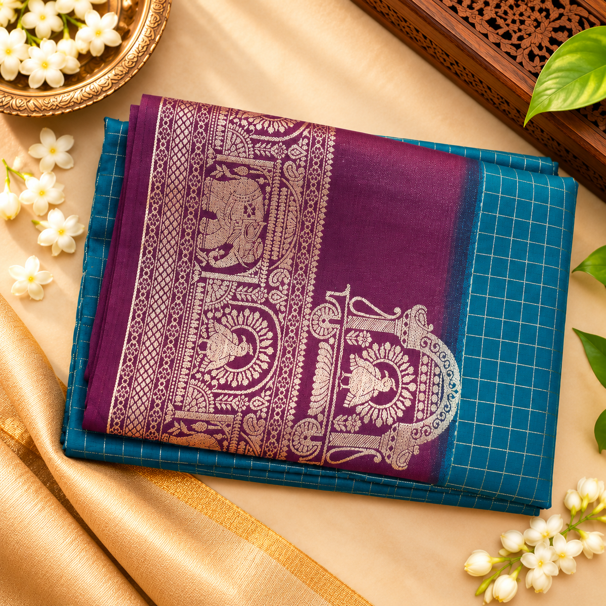 Semi Mysore crepe saree