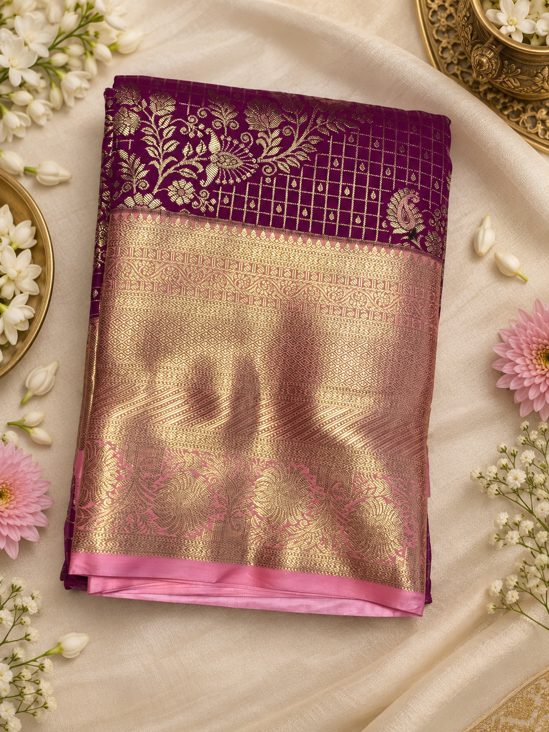 Rich Purple Kanchipuram silk saree