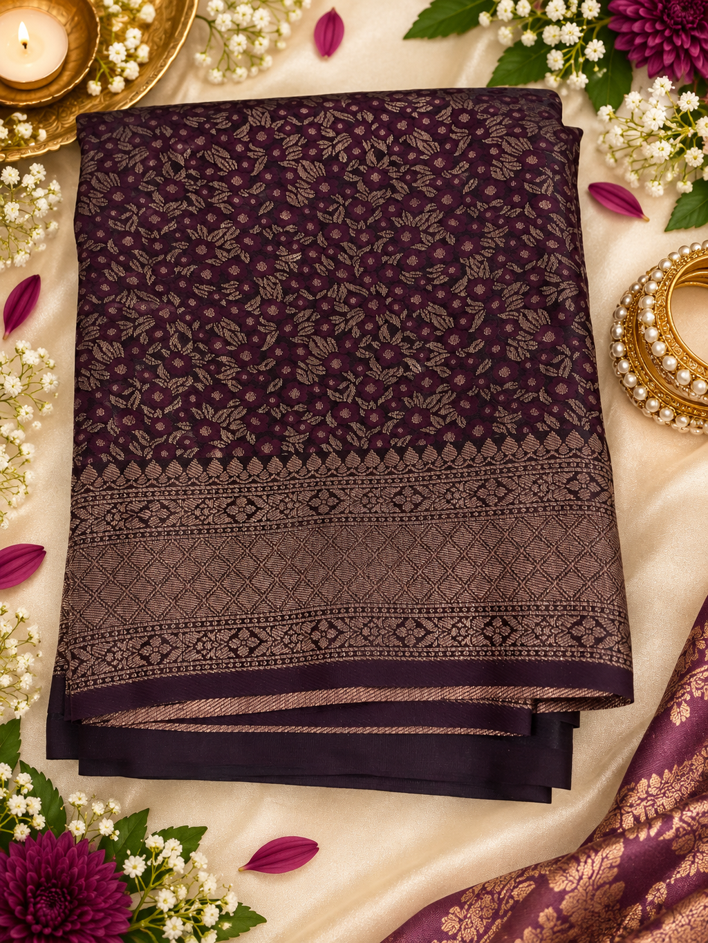 Banarasi Semi Katan with a Zari Border.