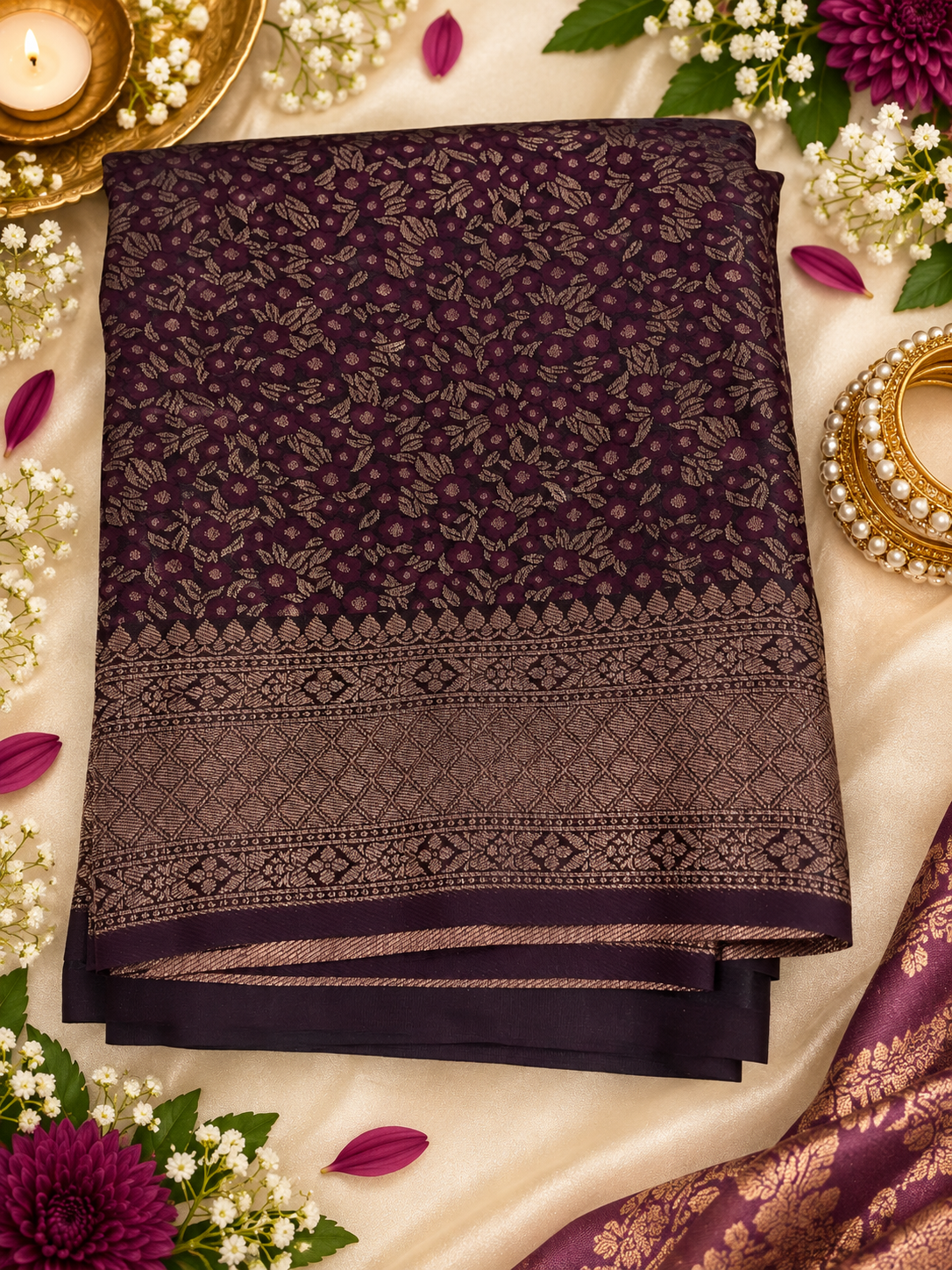 Banarasi Semi Katan with a Zari Border.