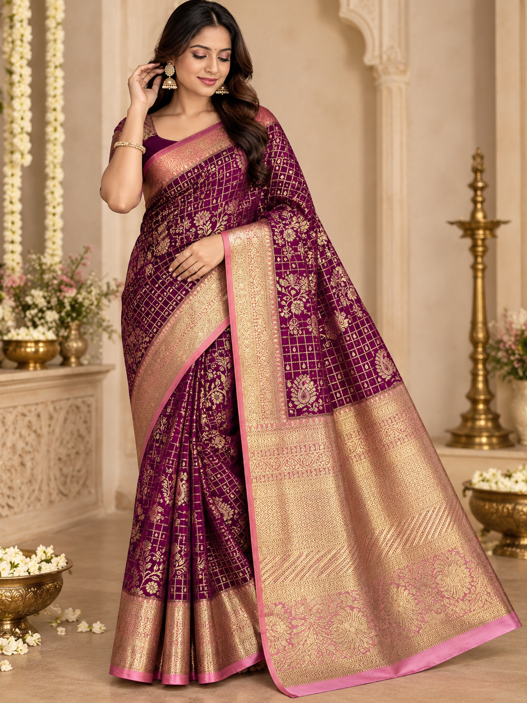 Rich Purple Kanchipuram silk saree